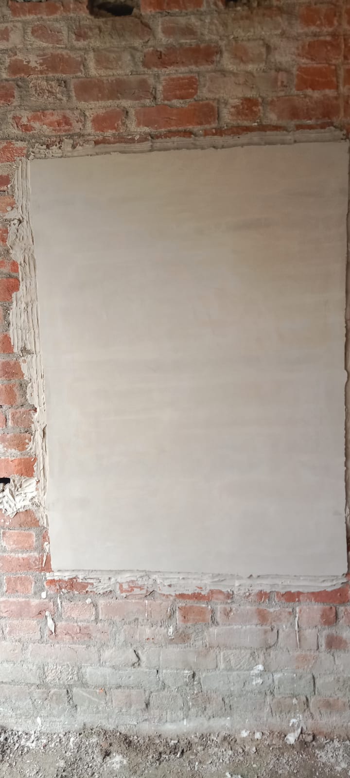 Gypsum Plaster Rectangular Sample Panel on Brick