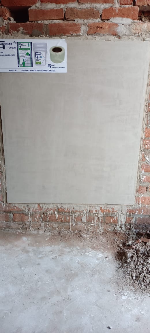 Goldmax Gypsum Approved Test Panel on Brick Wall
