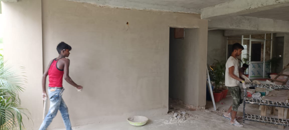 Site Team Executing Interior Gypsum Plaster