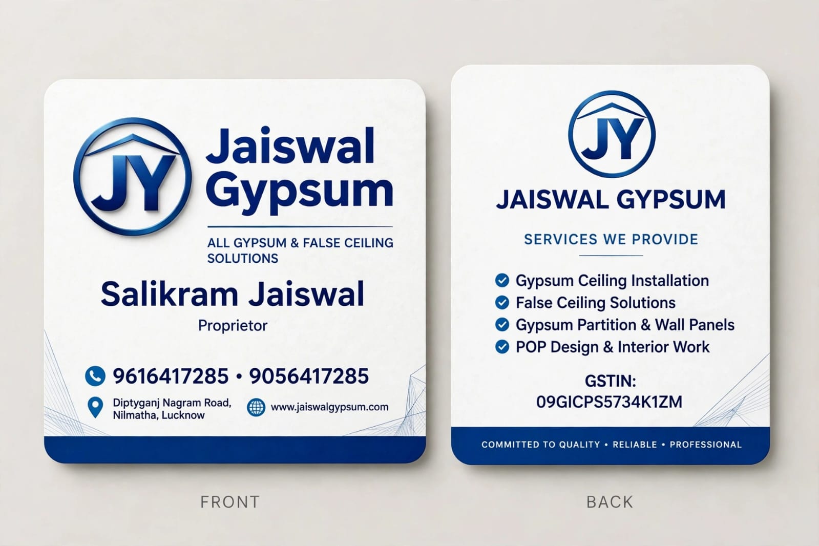 Official Jaiswal Gypsum Business Card with GSTIN